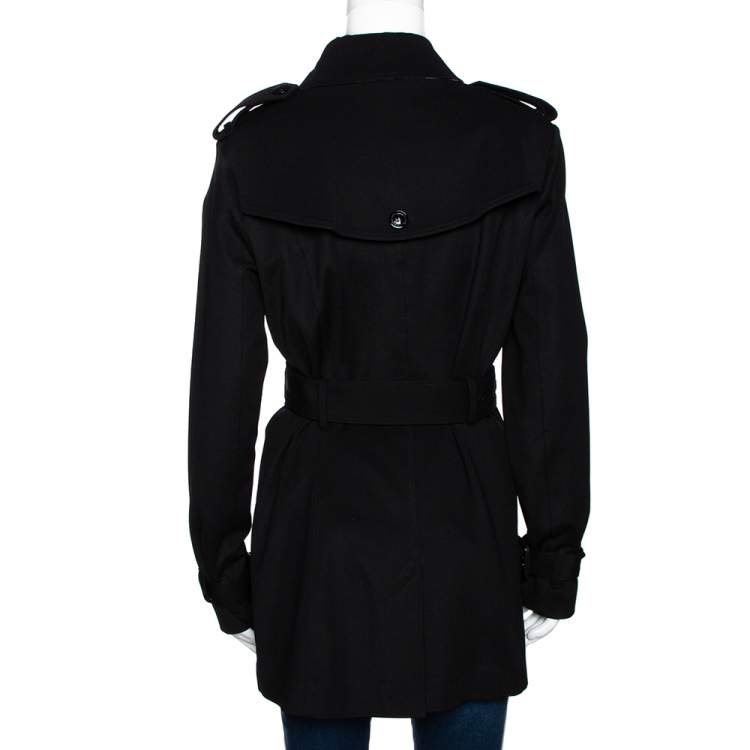 Pre Owned Burberry Black Double Breasted Belted Trench Coat M
