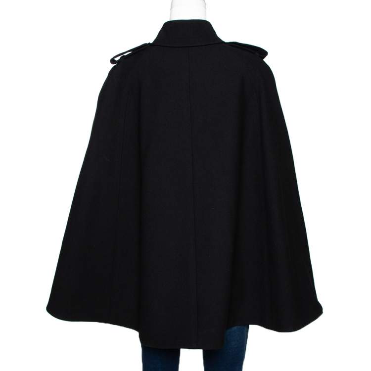 Pre Owned Burberry Black Wool Blend Cape Coat M