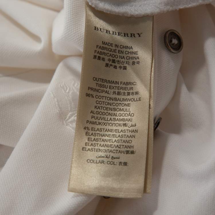 Pre Owned Burberry Brit White Cotton Checked Collar Polo T-Shirt S