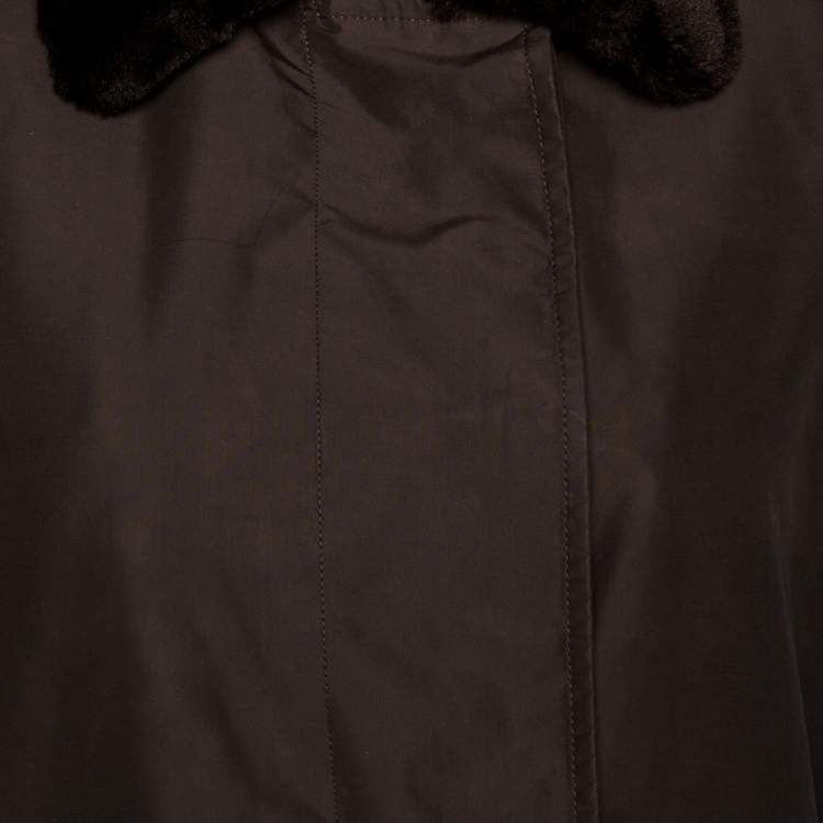 Pre Owned Burberry Vintage Brown Button Front Puffer Jacket L