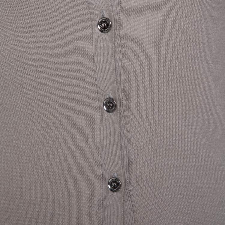 Pre Owned Burberry Prorsum Beige Knit Gathered Sleeve Cardigan S