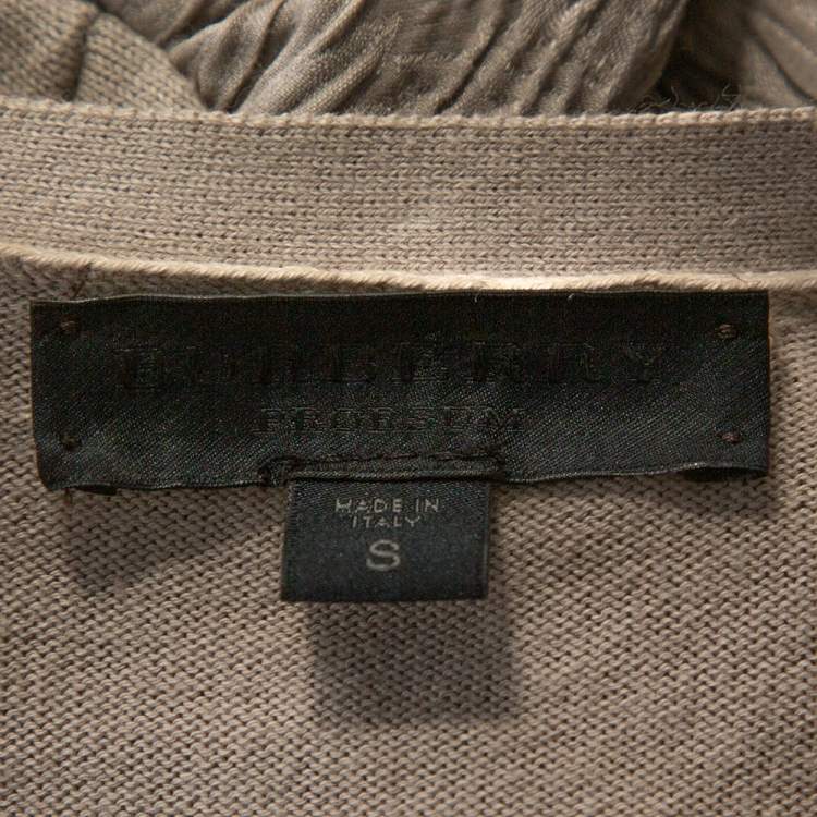 Pre Owned Burberry Prorsum Beige Knit Gathered Sleeve Cardigan S