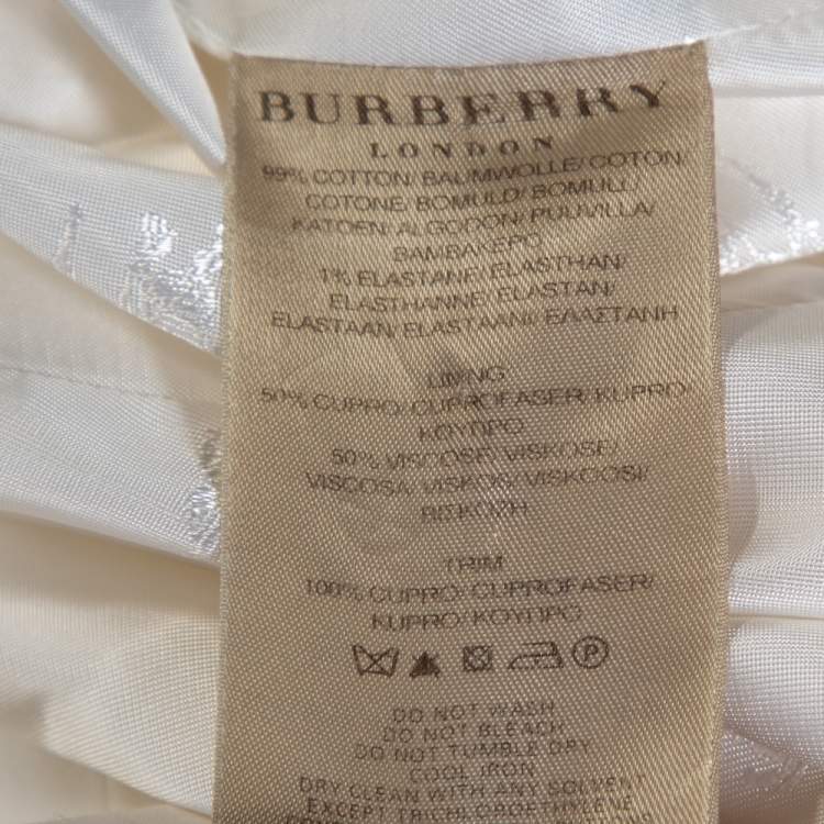 Pre Owned Burberry White Cotton Double Breasted Belted Trench Coat S