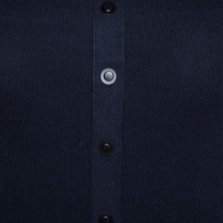 Pre Owned Burberry Prorsum Navy Blue Silk & Cotton Knit Studded Top S
