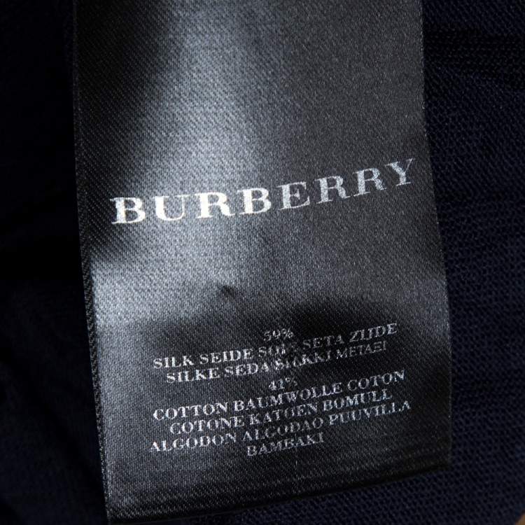 Pre Owned Burberry Prorsum Navy Blue Silk & Cotton Knit Studded Top S
