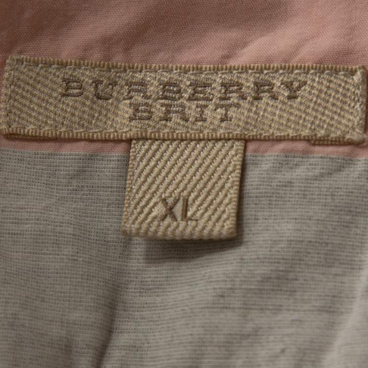 Pre Owned Burberry Brit Grey & Pink Giant Checked Cotton Shirt XL