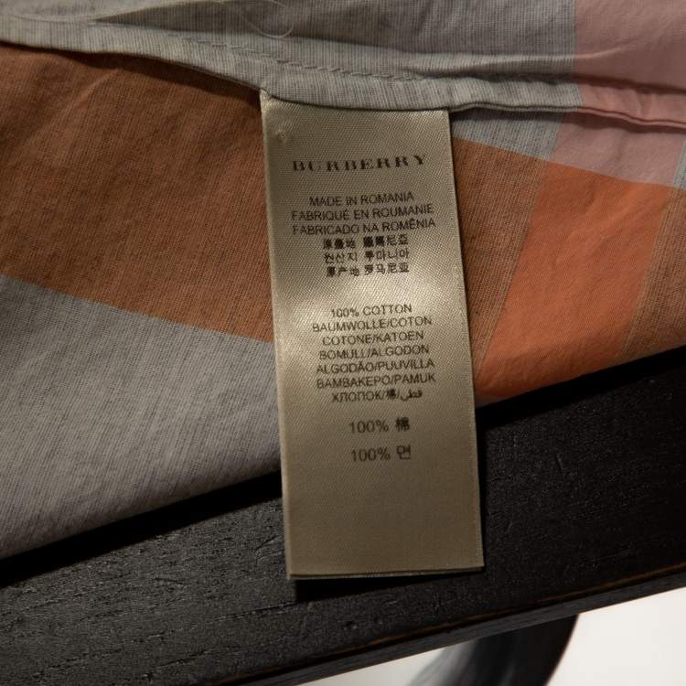 Pre Owned Burberry Brit Grey & Pink Giant Checked Cotton Shirt XL