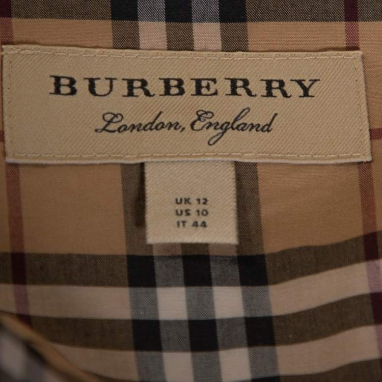 Pre Owned Burberry Beige Checked Cotton Contrast Piping Pyjama Shirt M