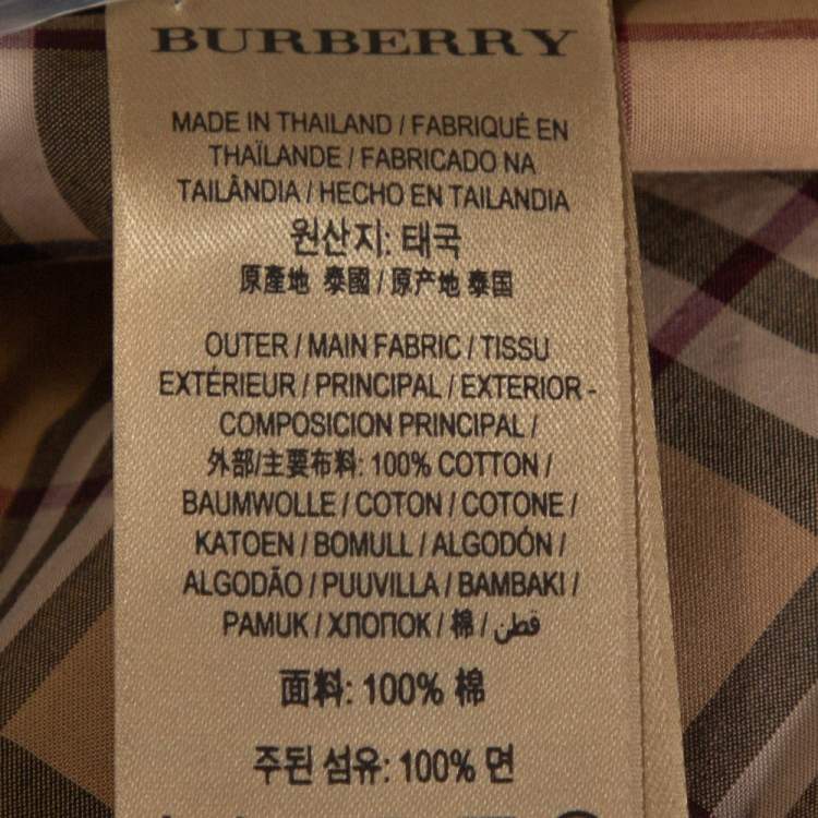 Pre Owned Burberry Beige Checked Cotton Contrast Piping Pyjama Shirt M