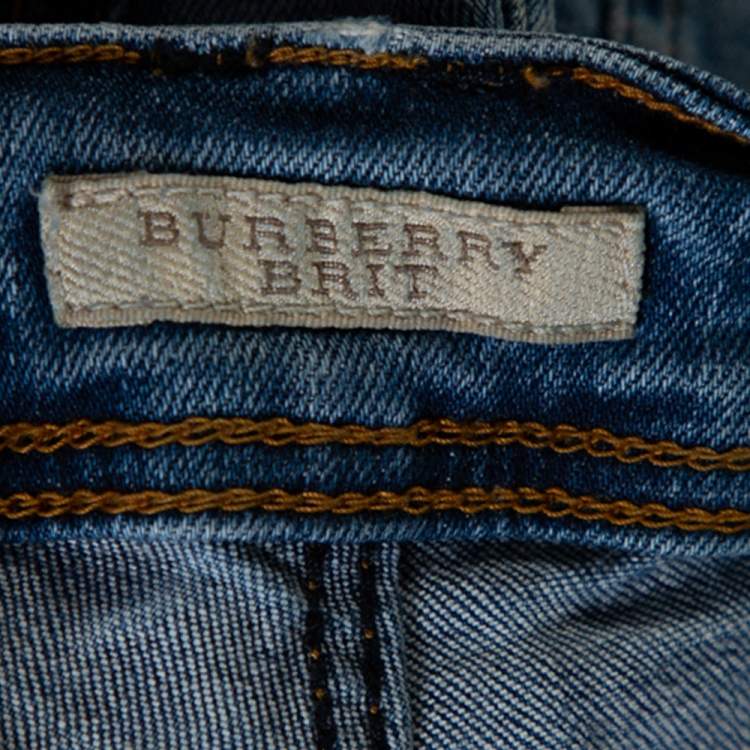 Pre Owned Burberry Brit Blue Washed Denim Langley Skinny Leggings S