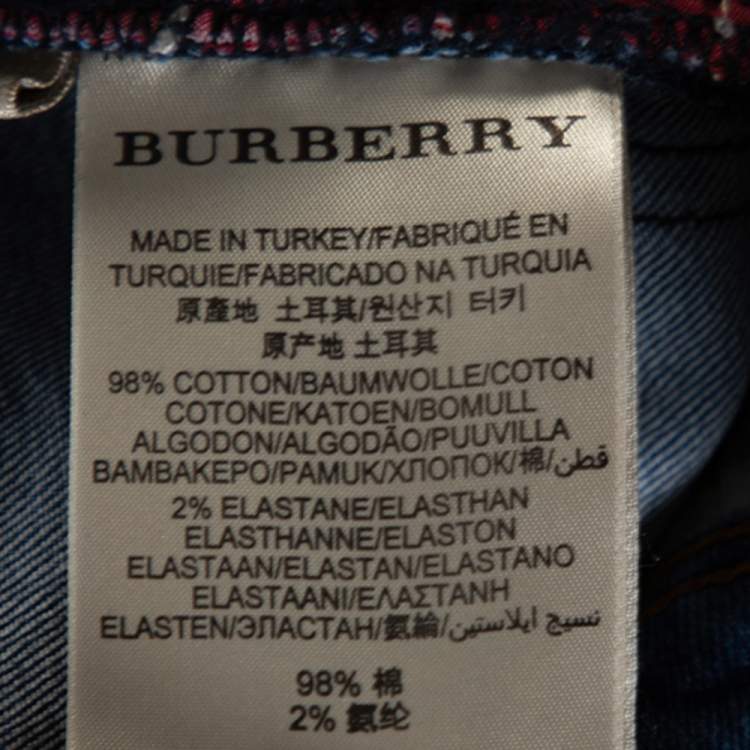 Pre Owned Burberry Brit Blue Washed Denim Langley Skinny Leggings S