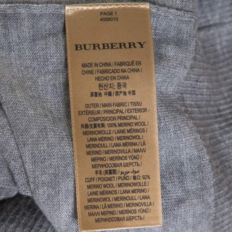 Pre Owned Burberry Grey Melange Wool Fair Isle Panelled Sweater M