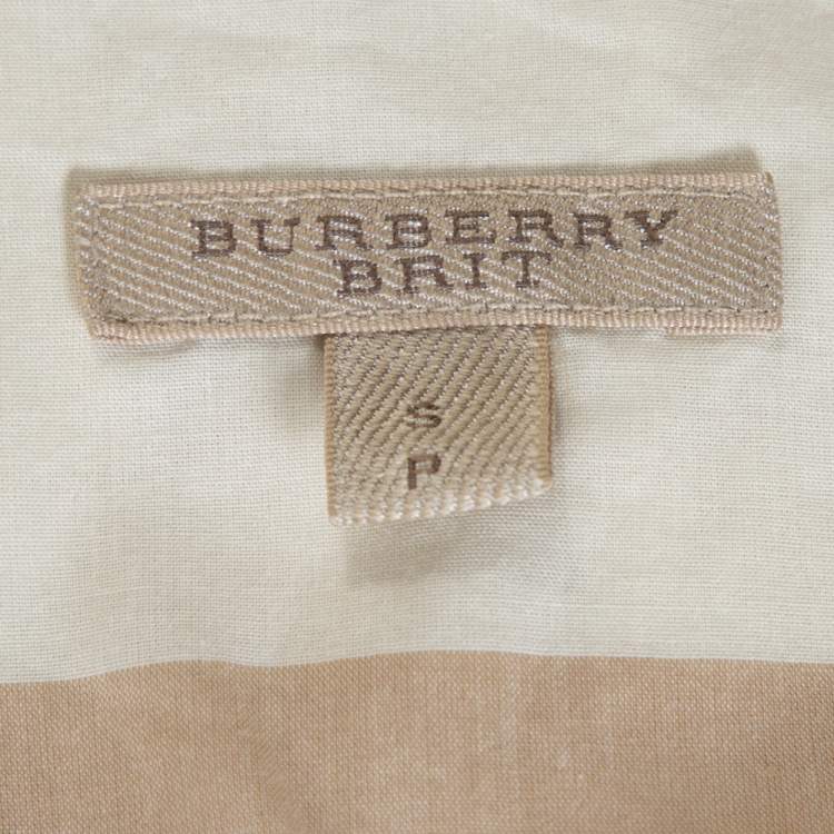 Pre Owned Burberry Brit Yellow Check Cotton Neck Tie Detail Sleeveless Blouse S