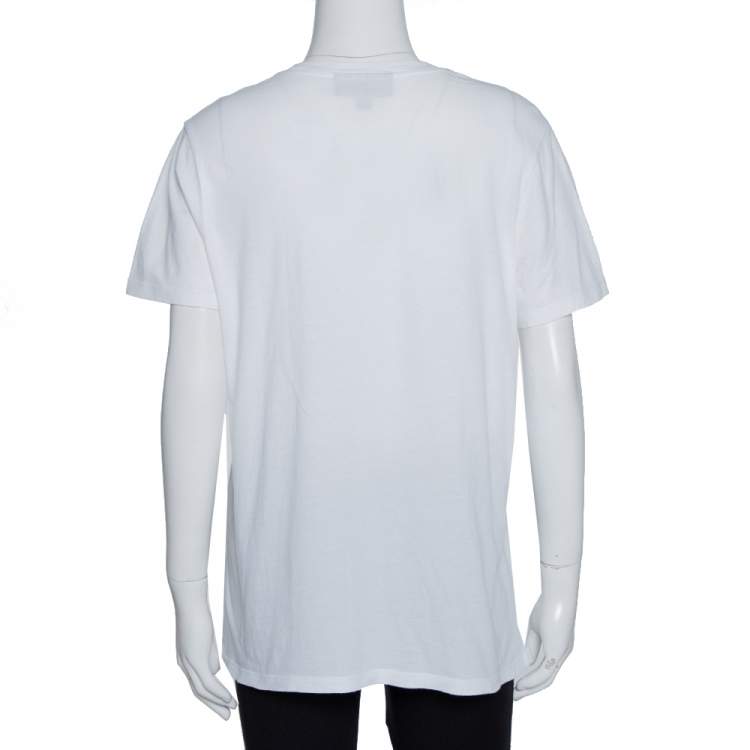 Pre Owned Burberry White Doodle Print Cotton Short Sleeve T-Shirt M