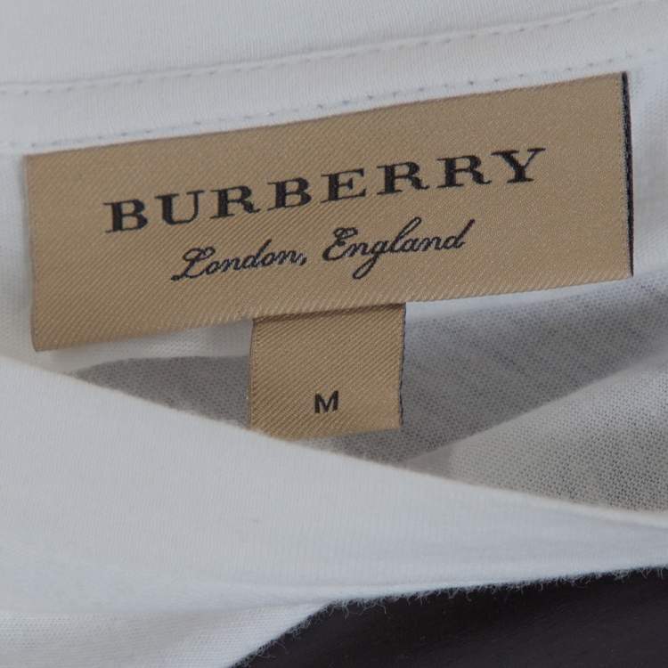 Pre Owned Burberry White Doodle Print Cotton Short Sleeve T-Shirt M
