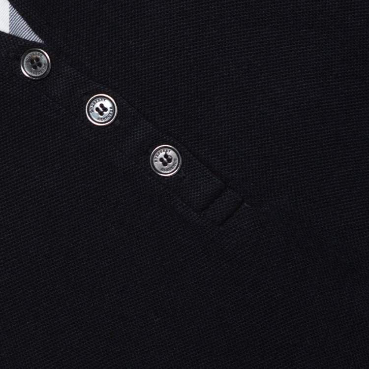 Pre Owned Burberry Brit Black Cotton Puff Sleeve Polo T-Shirt L