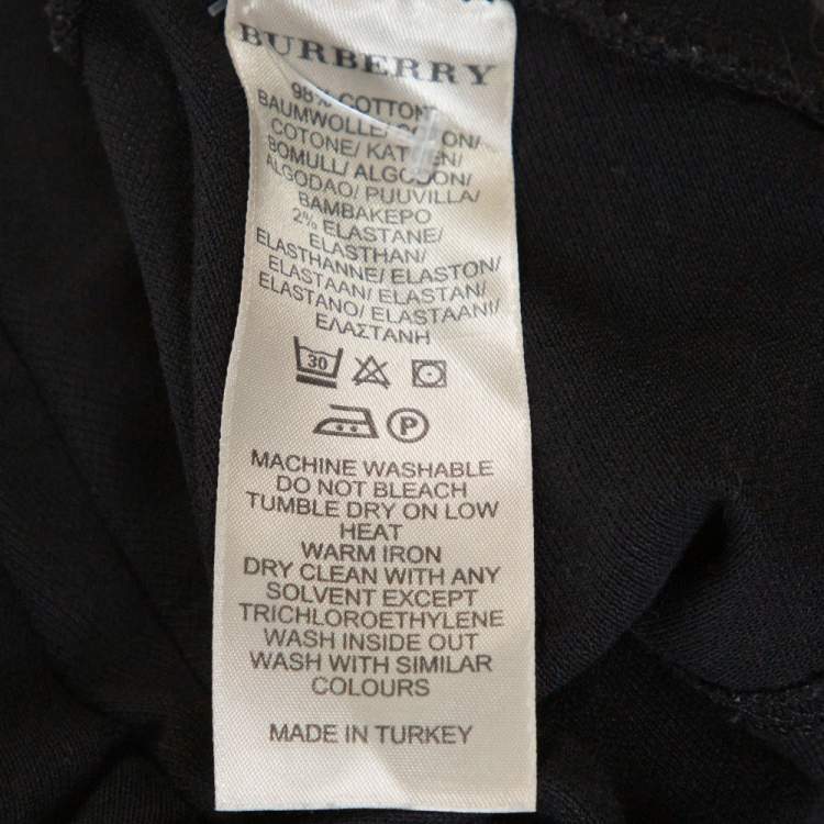 Pre Owned Burberry Brit Black Cotton Puff Sleeve Polo T-Shirt L