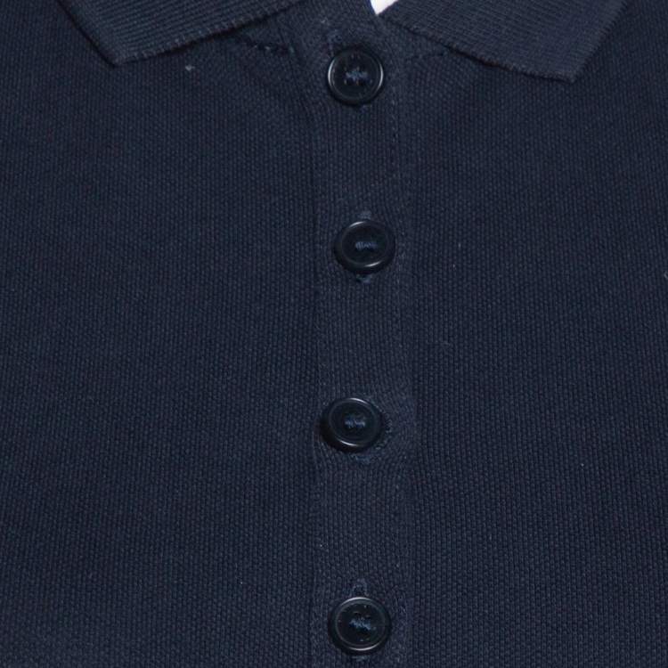 Pre Owned Burberry Brit Navy Blue Cotton Nova Check Trim Polo T-Shirt S