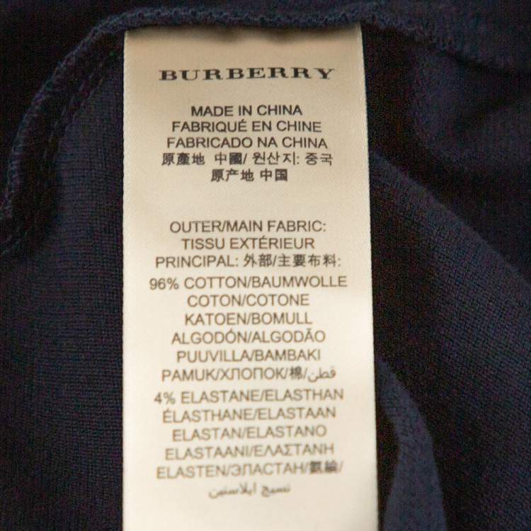 Pre Owned Burberry Brit Navy Blue Cotton Nova Check Trim Polo T-Shirt S