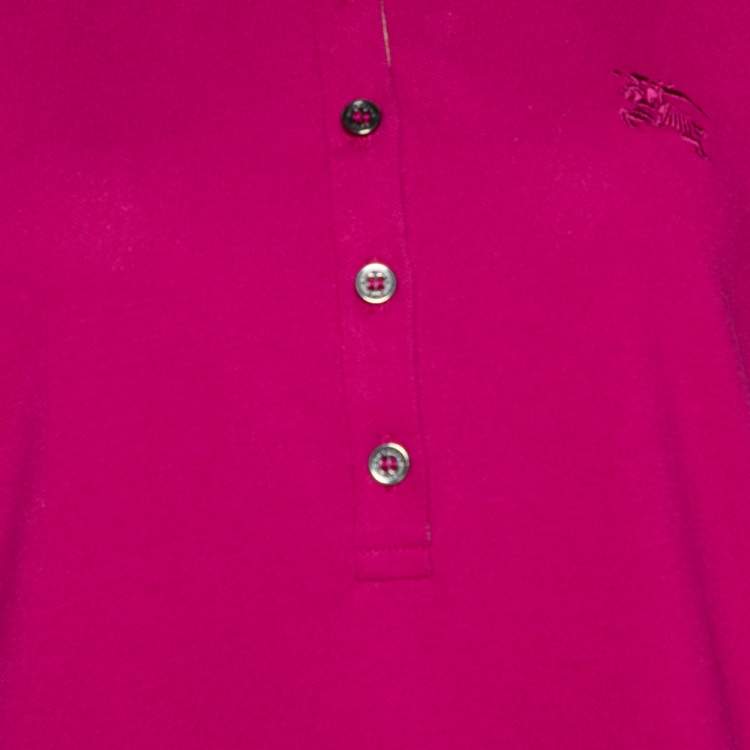 Pre Owned Burberry Brit Fuschia Cotton Pique Fitted Polo T Shirt XL