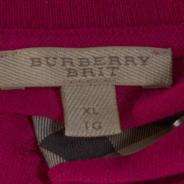 Pre Owned Burberry Brit Fuschia Cotton Pique Fitted Polo T Shirt XL