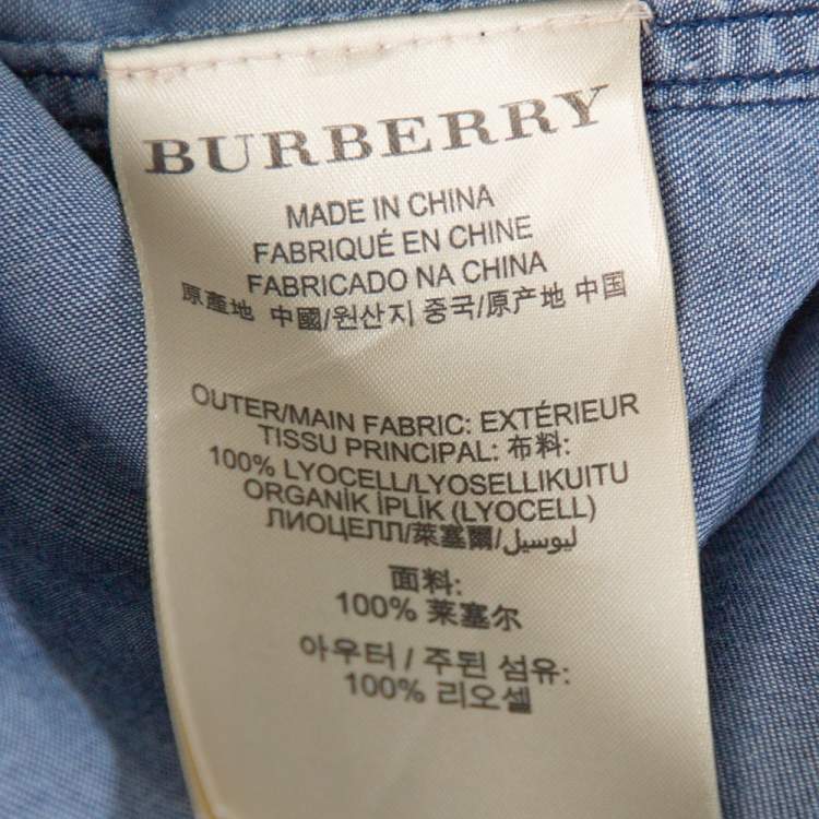 Pre Owned Burberry Brit Blue Lyocell Chambray Pintuck Detail Shirt XL