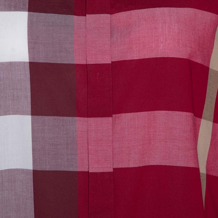 مملوكة مسبقًا Burberry Red Cotton Nova Check Button Front Shirt XL