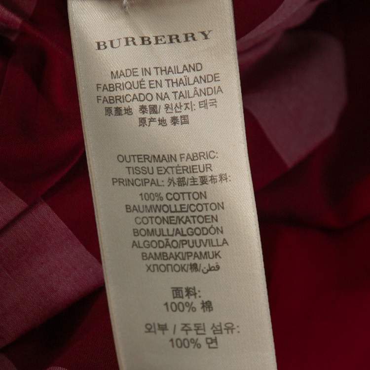 مملوكة مسبقًا Burberry Red Cotton Nova Check Button Front Shirt XL