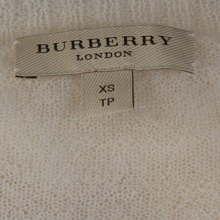 مملوكة مسبقًا Burberry Cream Alpaca & Mohair Wool Blend Lightweight Sweater XS