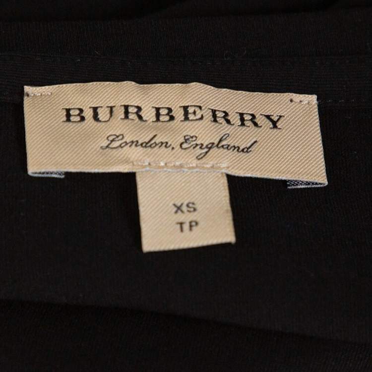 مملوكة مسبقًا Burberry Black Stretch Cotton Three Quarter Sleeve Round Neck Top XS