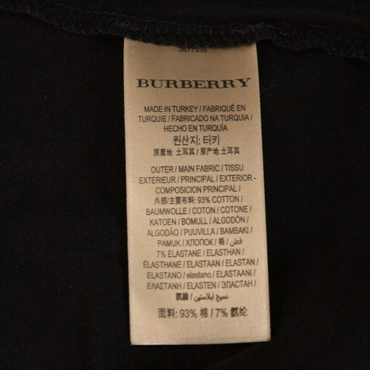 مملوكة مسبقًا Burberry Black Stretch Cotton Three Quarter Sleeve Round Neck Top XS
