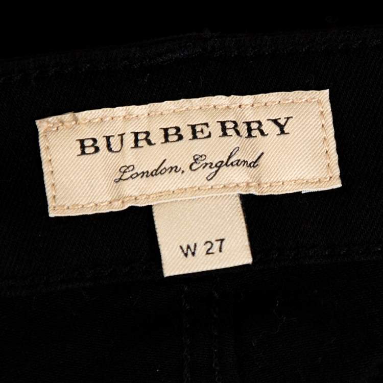 Pre Owned Burberry Black Denim Braided Trim Flared Jeans S