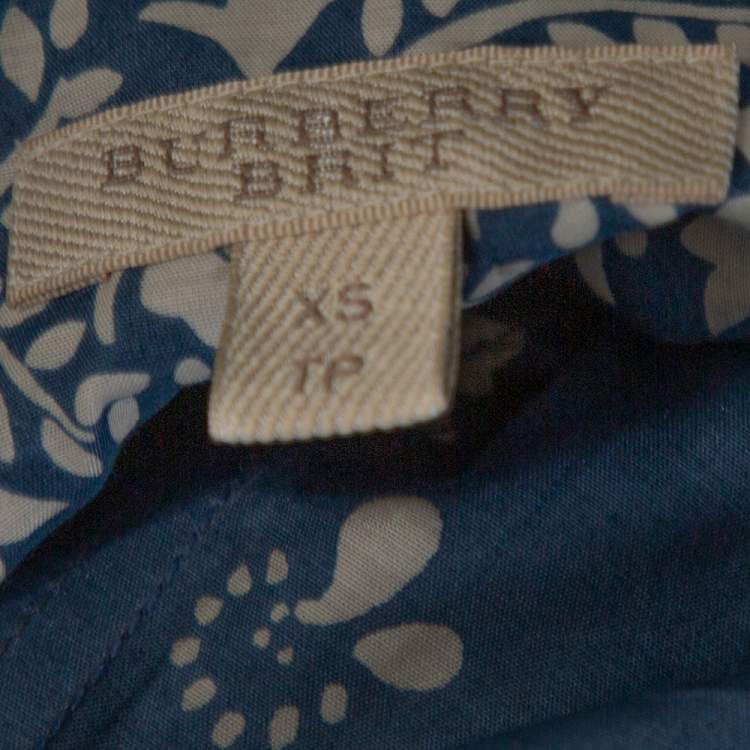 مملوكة مسبقًا Burberry Brit Blue Printed Cotton & Silk Long Sleeve Shirt XS