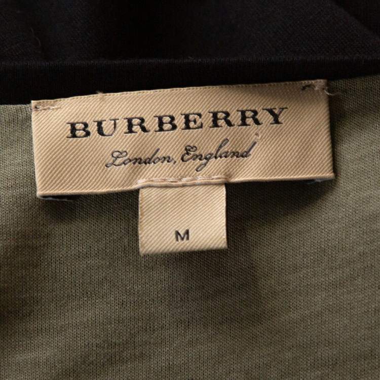 Pre Owned Burberry Black & Moss Green Modal Reversible Layered Top M