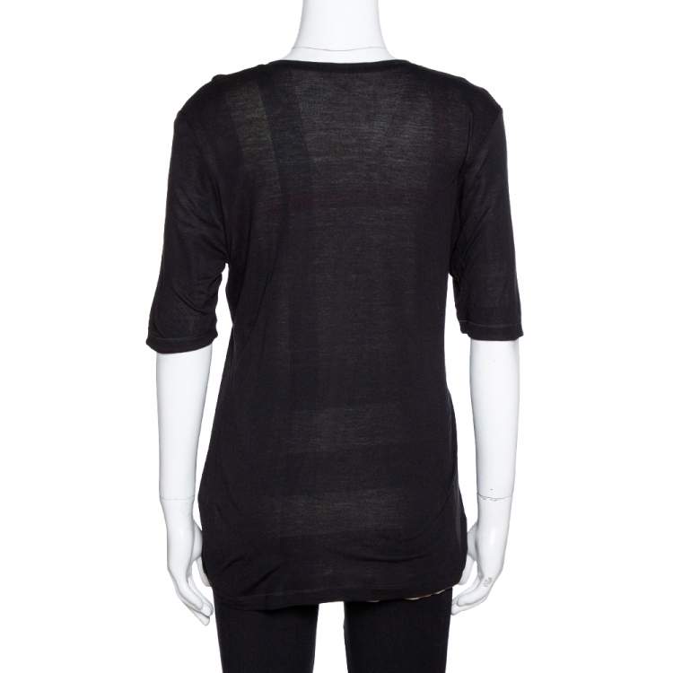 Pre Owned Burberry Black & Moss Green Modal Reversible Layered Top M