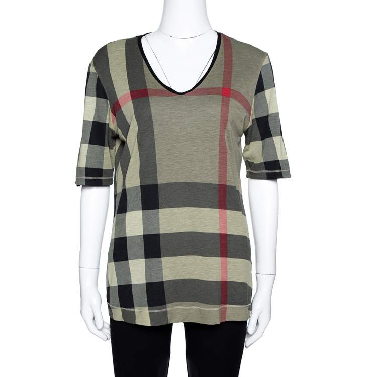 Pre Owned Burberry Black & Moss Green Modal Reversible Layered Top M