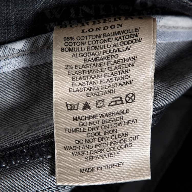 مملوكة مسبقًا Burberry Grey Washed Denim Flared Leg Jeans M