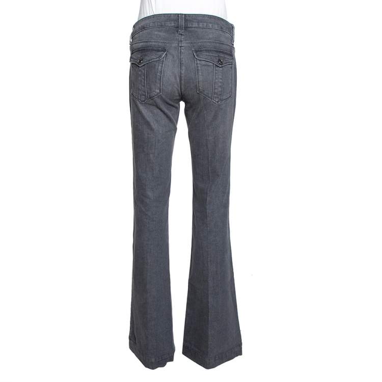 مملوكة مسبقًا Burberry Grey Washed Denim Flared Leg Jeans M