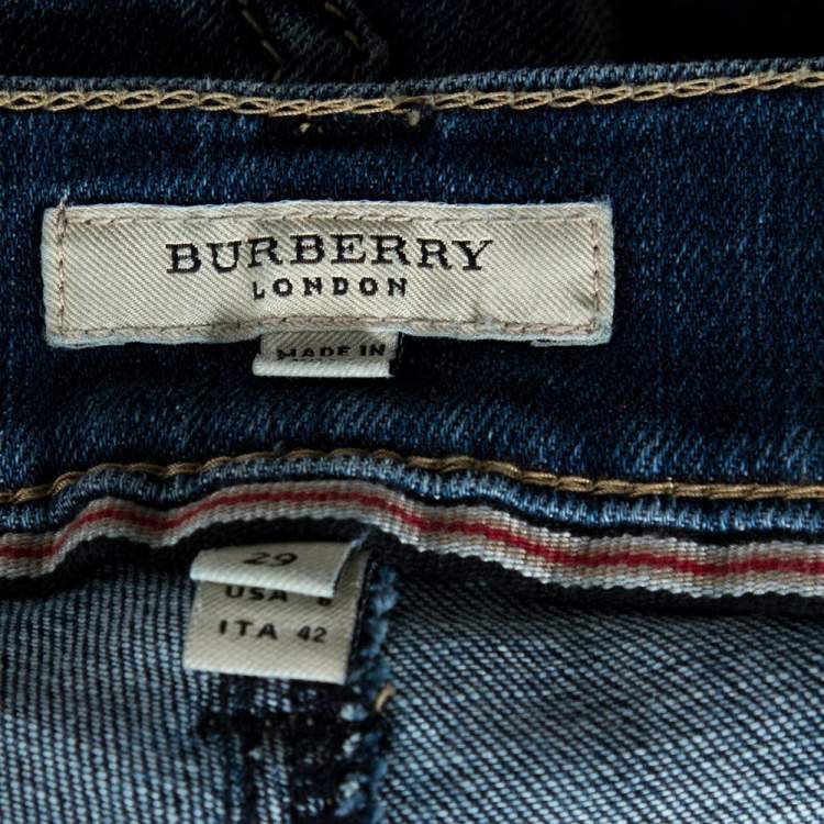 Pre Owned Burberry Blue Medium Washed Denim Flared Leg Jeans M