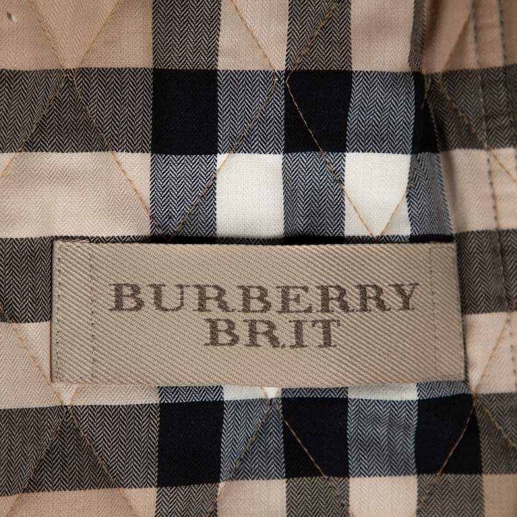 Pre Owned Burberry Brit Beige Quilted Zip Front Jacket XL