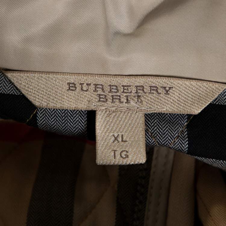 Pre Owned Burberry Brit Beige Quilted Zip Front Jacket XL