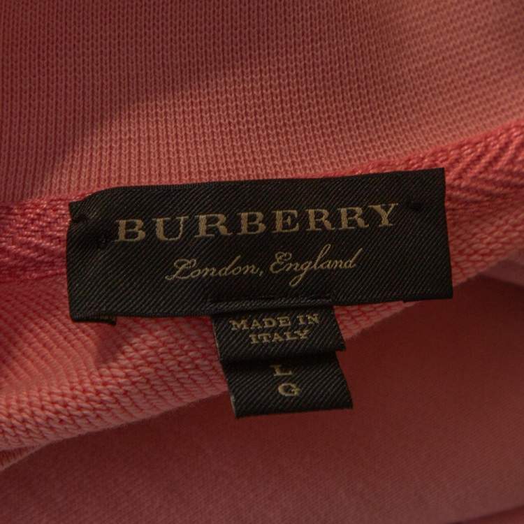 مملوكة مسبقًا Burberry Rose Pink Terry Cotton Crystal Brooch Detail Cropped Sweatshirt L