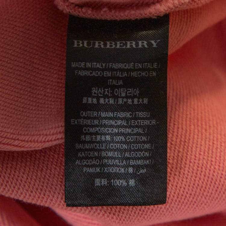 مملوكة مسبقًا Burberry Rose Pink Terry Cotton Crystal Brooch Detail Cropped Sweatshirt L