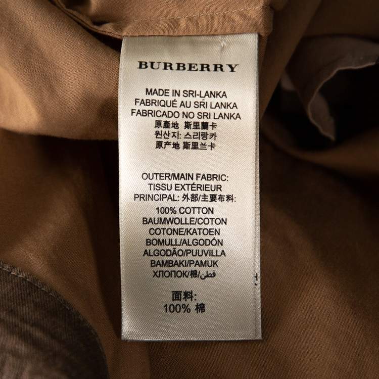 Pre Owned Burberry Brit Camel Exploded Check Cotton Half Placket Shirt S