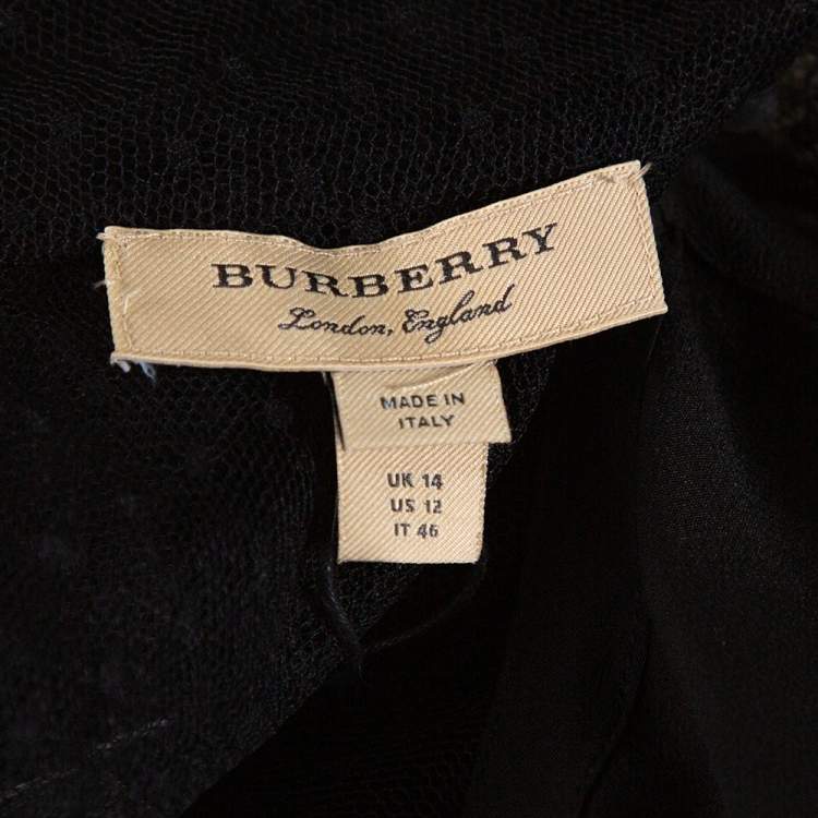 Pre Owned Burberry Color Block Tulle Fawne Midi Dress L