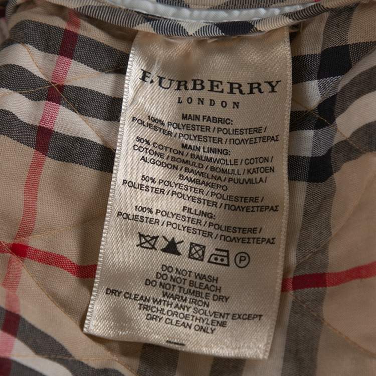 Pre Owned Burberry White Diamond Quilted Button Front Jacket L
