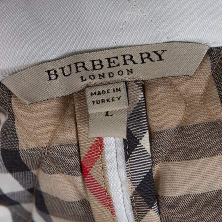 Pre Owned Burberry White Diamond Quilted Button Front Jacket L