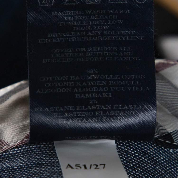 Pre Owned Burberry Blue Denim Pleated Mini Skirt S