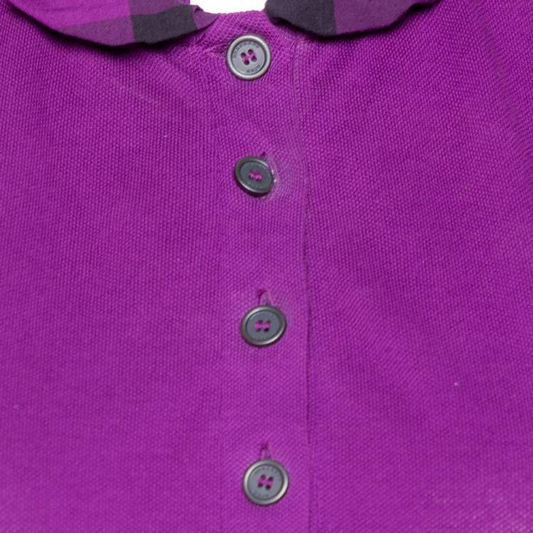 Pre Owned Burberry Brit Purple Cotton Ruffled Collar Polo T-Shirt M