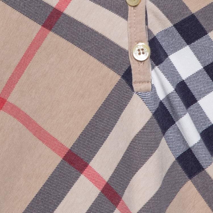 Pre Owned Burberry Beige Nova Check Stretch Cotton Halter Neck Top XL